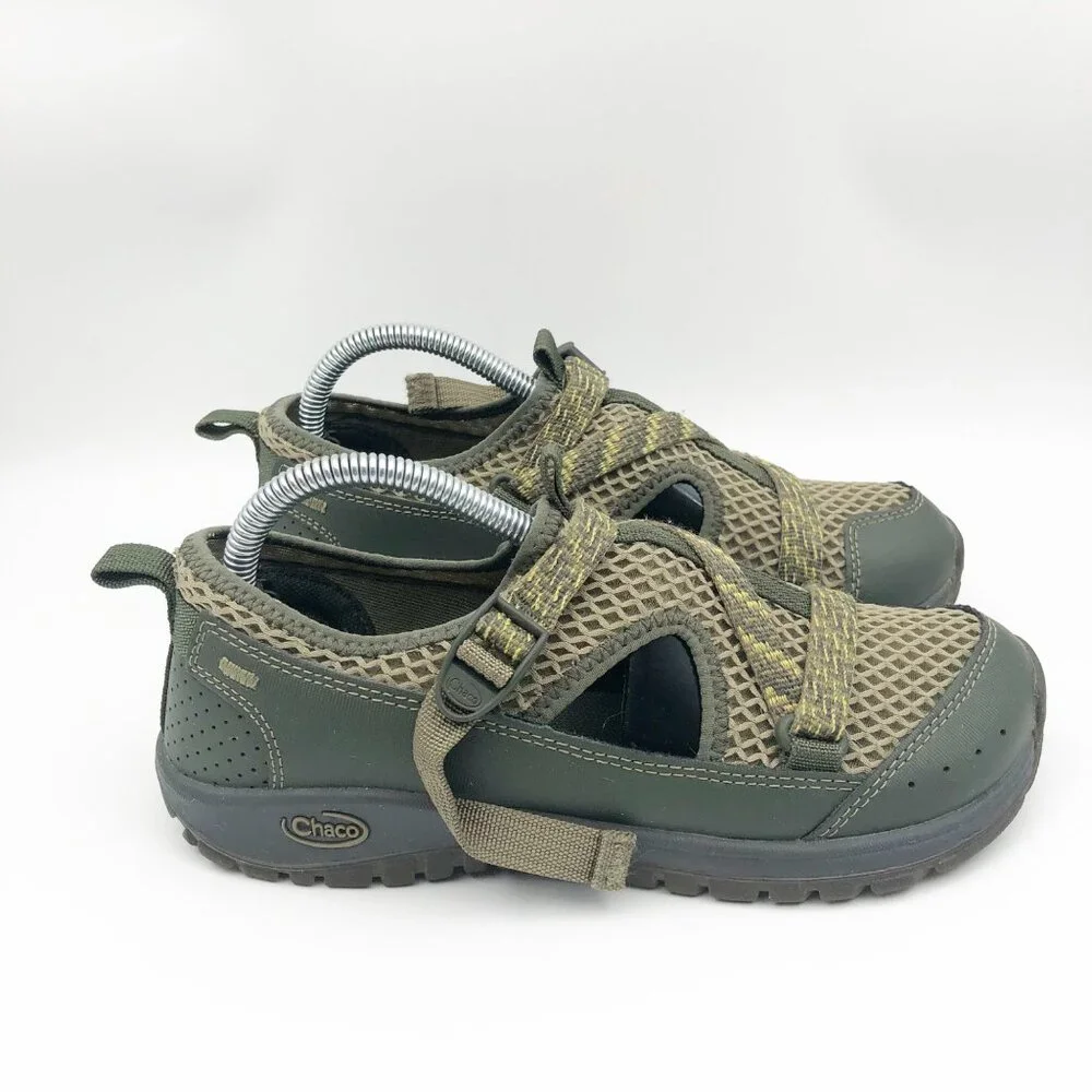 CHACO Odyssey Sport Hiking Olive Green Mesh Sandals Youth 4 Outdoor Activewear